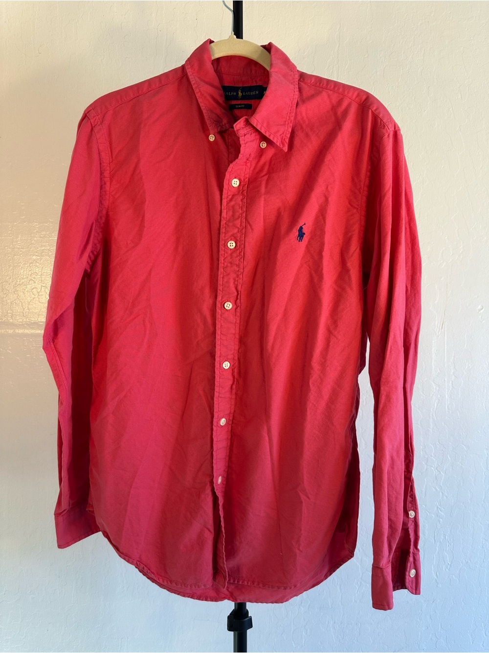 Ralph Lauren pink/reddish Long-Sleeve Button-Down Shirt with Navy Pony